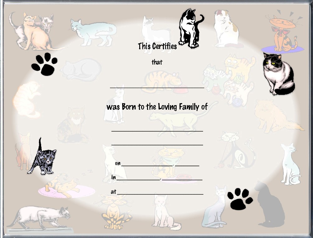 Free printable birth certificates for pets